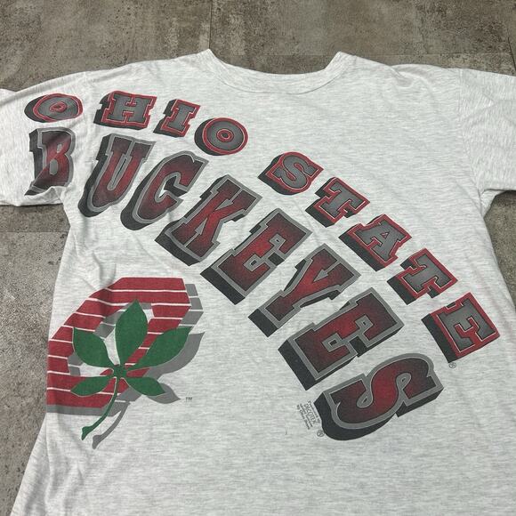 Vintage 90’s OSU Ohio State Buckeyes Gray Spell Out Tee Shirt Size XL - Picture 3 of 6